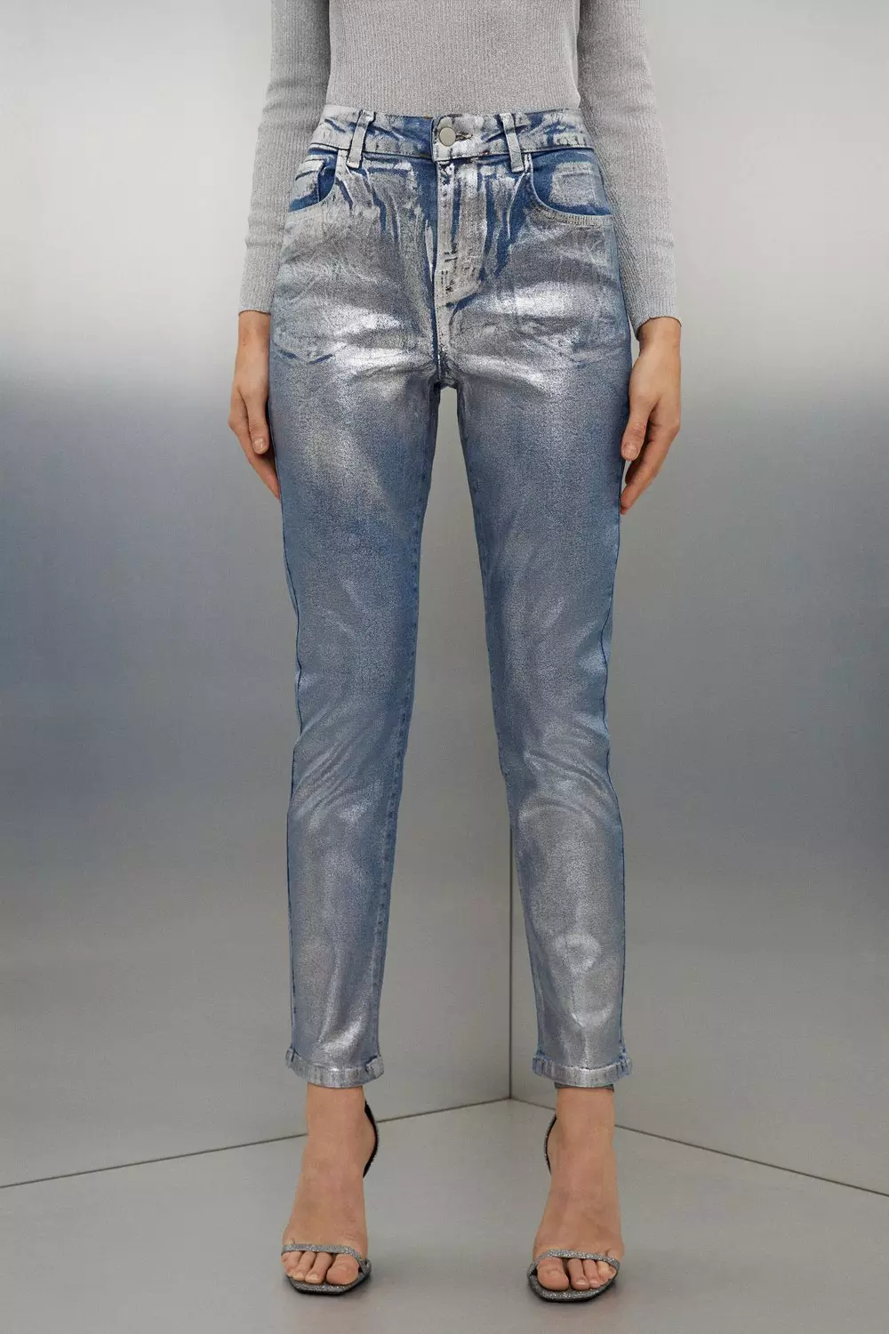 Silver high hot sale waisted jeans